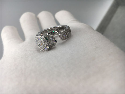 Kwaliteit De Ring van Panthere van het diamant18k Witgoud, Panter Ring With Emeralds Onyx fabriek