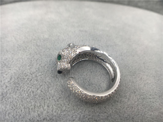 Kwaliteit De Ring van Panthere van het diamant18k Witgoud, Panter Ring With Emeralds Onyx fabriek