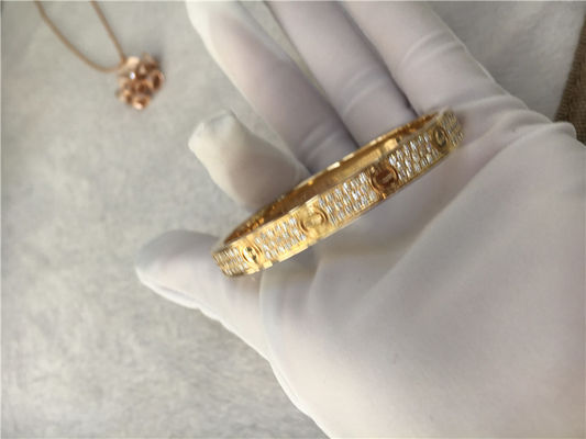 Kwaliteit Diamond High End Custom Jewelry-het Gele Goud van de Liefdearmband 18K fabriek