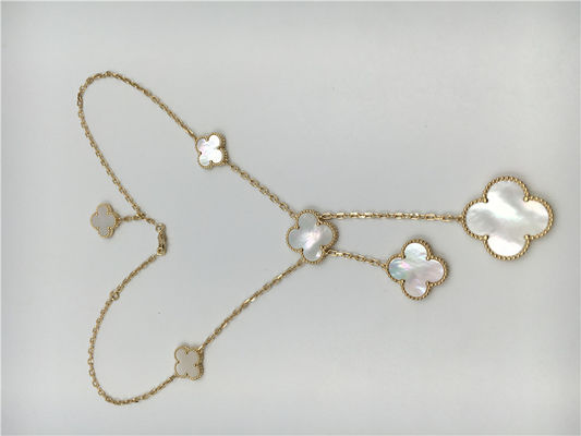 Kwaliteit Het witte Gele Goud van de Moeder van Parel Van Cleef Arpels Magische Alhambra Halsband 18k fabriek
