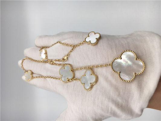 Kwaliteit Het witte Gele Goud van de Moeder van Parel Van Cleef Arpels Magische Alhambra Halsband 18k fabriek