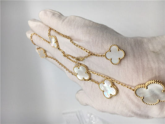 Kwaliteit Het witte Gele Goud van de Moeder van Parel Van Cleef Arpels Magische Alhambra Halsband 18k fabriek