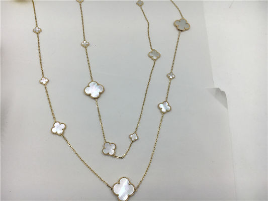 Kwaliteit Lange Necklace Van Cleef en Arpels met Bloemvorm 16 de Tegenhangerhalsband van het Motievenwitgoud fabriek