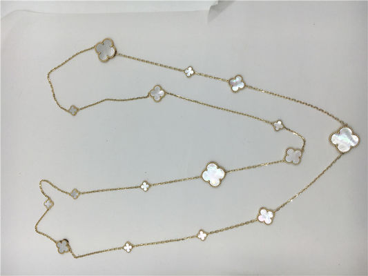 Kwaliteit Lange Necklace Van Cleef en Arpels met Bloemvorm 16 de Tegenhangerhalsband van het Motievenwitgoud fabriek