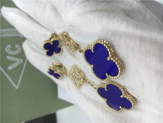 Kwaliteit VCARO9II00 Van Cleef Vintage Alhambra Oorringen met Malachiet/Diamant fabriek