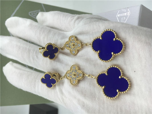 Kwaliteit VCARO9II00 Van Cleef Vintage Alhambra Oorringen met Malachiet/Diamant fabriek