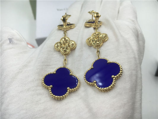 Kwaliteit VCARO9II00 Van Cleef Vintage Alhambra Oorringen met Malachiet/Diamant fabriek