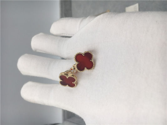 Kwaliteit Van Cleef Arpels Uitstekend Alhambra oorringen18k geel goud met kornalijn fabriek