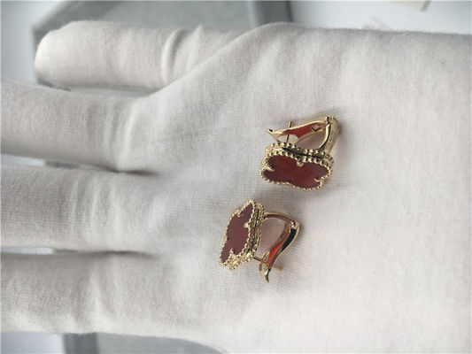 Kwaliteit Van Cleef Arpels Uitstekend Alhambra oorringen18k geel goud met kornalijn fabriek