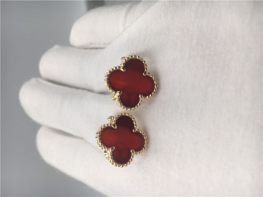 Kwaliteit Van Cleef Arpels Uitstekend Alhambra oorringen18k geel goud met kornalijn fabriek
