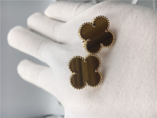 Kwaliteit Van Cleef Arpels Uitstekend Alhambra oorringen18k geel goud met boisd'amourette fabriek
