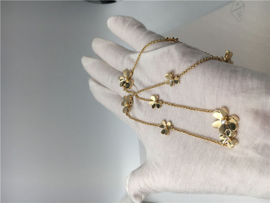 Kwaliteit 18k gele Gouden Halsband met Ronde Diamanten, 9 Flowers Van Cleef Frivole Halsband fabriek