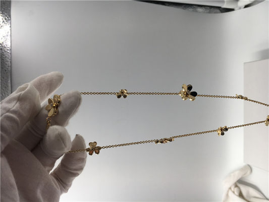 Kwaliteit 18k gele Gouden Halsband met Ronde Diamanten, 9 Flowers Van Cleef Frivole Halsband fabriek