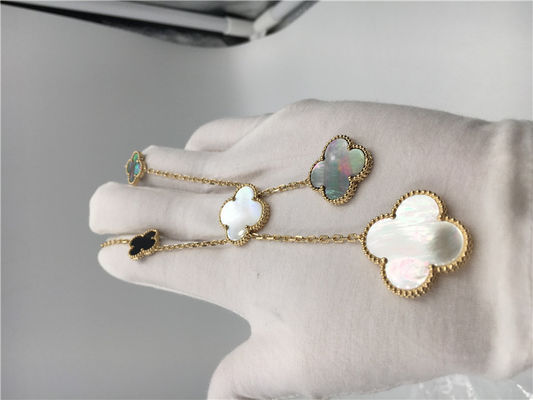 Kwaliteit 18k gele Gouden Bloem Gevormde Halsband, Van Cleef Arpels Magische Alhambra Halsband fabriek
