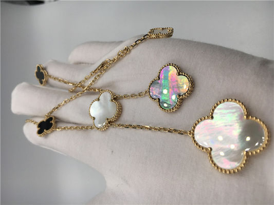 Kwaliteit 18k gele Gouden Bloem Gevormde Halsband, Van Cleef Arpels Magische Alhambra Halsband fabriek
