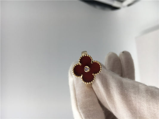 Kwaliteit Unieke Gele Gouden Verlovingsringen om Diamant, Uitstekende Alhambra Ring met Kornalijn fabriek