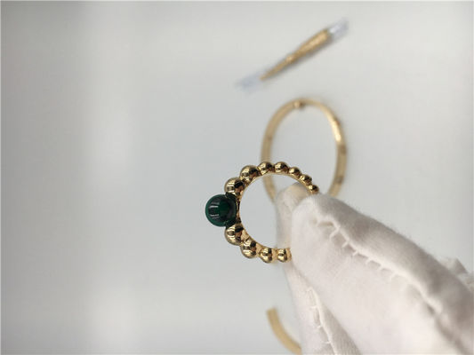 Kwaliteit 18k geel Gouden Eenvoudig Met de hand gemaakt Verlovingsringenmalachiet Geen Diamant fabriek