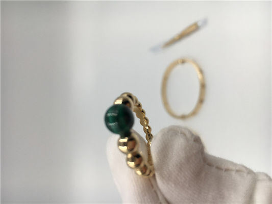 Kwaliteit 18k geel Gouden Eenvoudig Met de hand gemaakt Verlovingsringenmalachiet Geen Diamant fabriek
