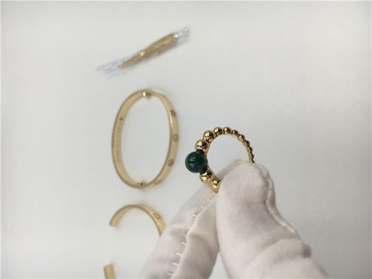 Kwaliteit 18k geel Gouden Eenvoudig Met de hand gemaakt Verlovingsringenmalachiet Geen Diamant fabriek