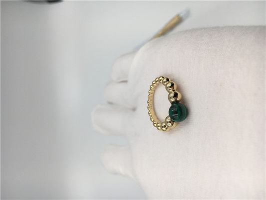 Kwaliteit 18k geel Gouden Eenvoudig Met de hand gemaakt Verlovingsringenmalachiet Geen Diamant fabriek