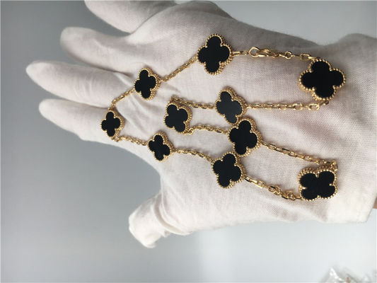 Kwaliteit Uitstekende Stijl 10 Motieven18k Gouden Halsband met Onyx Van Cleef Arpels fabriek
