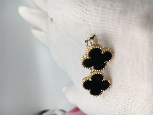Kwaliteit Van Cleef Arpels Uitstekend Alhambra Oorringen18k Geel Goud met Onyx Fijne Juwelen fabriek