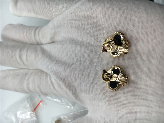 Kwaliteit Van Cleef Arpels Uitstekend Alhambra Oorringen18k Geel Goud met Onyx Fijne Juwelen fabriek