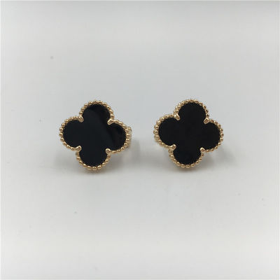 Kwaliteit Van Cleef Arpels Uitstekend Alhambra Oorringen18k Geel Goud met Onyx Fijne Juwelen fabriek