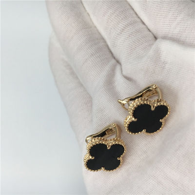 Kwaliteit Van Cleef Arpels Uitstekend Alhambra Oorringen18k Geel Goud met Onyx Fijne Juwelen fabriek