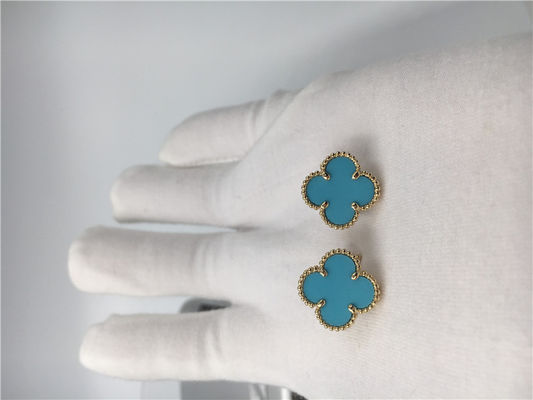 Kwaliteit Het Gele Goud van Van Cleef Arpels Sweet Alhambra Earstuds 18k met Turkoois fabriek