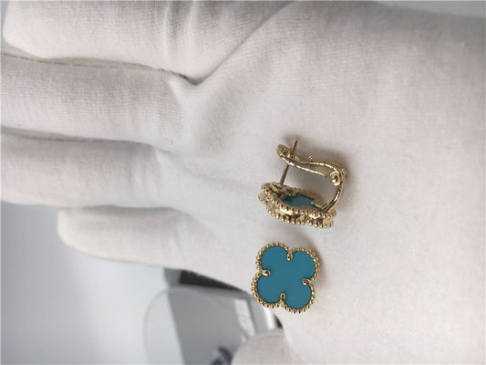 Kwaliteit Het Gele Goud van Van Cleef Arpels Sweet Alhambra Earstuds 18k met Turkoois fabriek