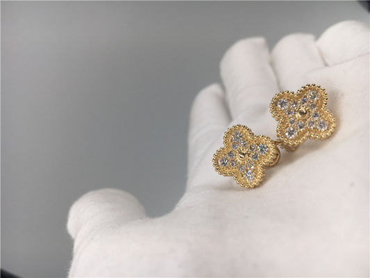 Kwaliteit Ronde Diamanten Uitstekende 18K Gouden Oorringen Met de hand gemaakt voor Vrouw/Meisje fabriek