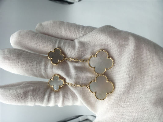 Kwaliteit Van Cleef Earrings met 2 Motieven, Yellow Gold Van Cleef de Moeder van Parel Oorringen van 18k fabriek