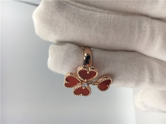 Kwaliteit 18k Rose Gold Van Cleef en Arpels-Bloemring met Kornalijn/Ronde Diamant fabriek