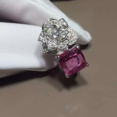 Kwaliteit 18K het witgoud Piaget nam Bloemring G34UU600 met Kussen - Gesneden Roze Tourmaline toe fabriek