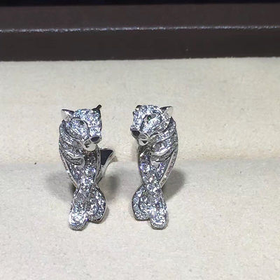 Kwaliteit De aangepaste van de de Luxediamant van 18K Gouden Oorringen van de de Juwelenpanter met Zwarte Lak fabriek