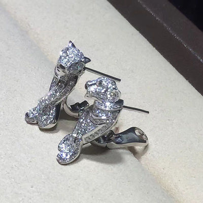 Kwaliteit De aangepaste van de de Luxediamant van 18K Gouden Oorringen van de de Juwelenpanter met Zwarte Lak fabriek