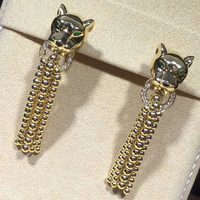 Kwaliteit Panter Gevormd Diamond Earrings, de Gele Gouden Uitstekende Oorringen van 18K fabriek