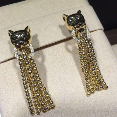 Kwaliteit Panter Gevormd Diamond Earrings, de Gele Gouden Uitstekende Oorringen van 18K fabriek