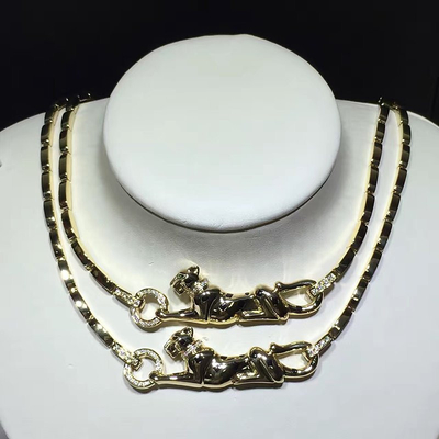 18K de gele Gouden Hoge Halsband van de de Juwelenpanter van de Beëindigendouane met Diamanten/Lak