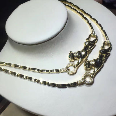 Kwaliteit 18K de gele Gouden Hoge Halsband van de de Juwelenpanter van de Beëindigendouane met Diamanten/Lak fabriek