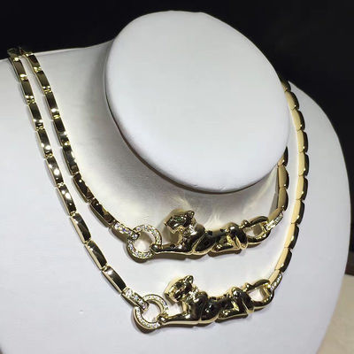 Kwaliteit 18K de gele Gouden Hoge Halsband van de de Juwelenpanter van de Beëindigendouane met Diamanten/Lak fabriek