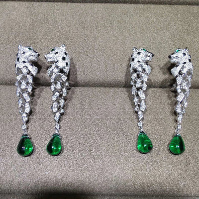 Kwaliteit 18K witgoud Diamond Earrings, Panthere-Oorringen met Onyx fabriek