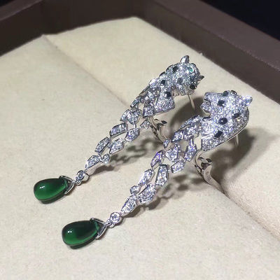 Kwaliteit 18K witgoud Diamond Earrings, Panthere-Oorringen met Onyx fabriek