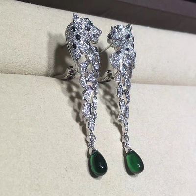 Kwaliteit 18K witgoud Diamond Earrings, Panthere-Oorringen met Onyx fabriek