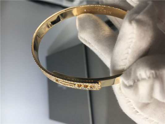 Kwaliteit Van de de Armbandarmband van de douane3pcs het Bewegende Diamant Gele Goud met Zadelvorm fabriek
