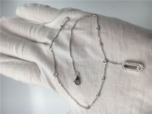 Kwaliteit Elegant 18K-de Armbanden Eenvoudig Ontwerp van de Witgoudenkel met Één Bewegende Diamant fabriek
