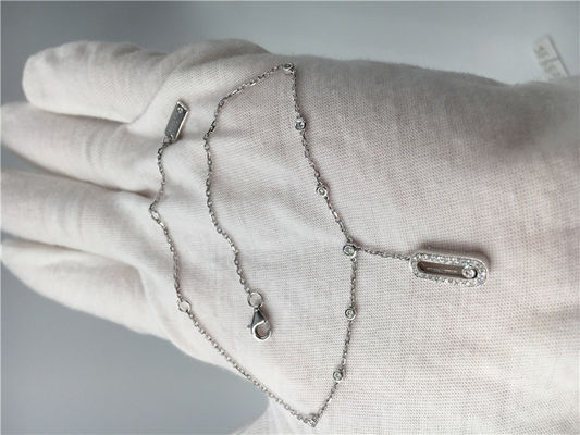 Kwaliteit Elegant 18K-de Armbanden Eenvoudig Ontwerp van de Witgoudenkel met Één Bewegende Diamant fabriek