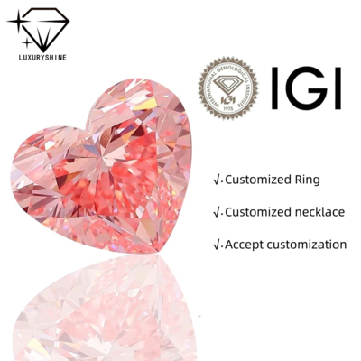 LuxuryShine Fancy Pink / Fancy Intense Pink / Fancy Vivid Pink Heart Cut Lab Grown Diamond VVS-VS1 Echte Diamanten & Bruidsjuwelen & Op maat gemaakte juwelen