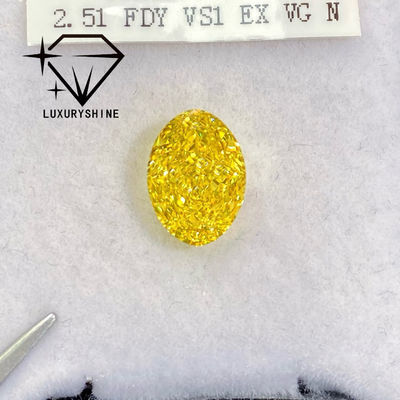 Kwaliteit LuxuryShine VVS-VS Fancy Yellow/Light Yellow/Fancy Intense/Vivid Yellow Lab Gekweekte Diamant 1CT 2CT 3CT 4CT 5CT Ovaal Uitstekende Slijpvorm Met Certificaat & Aangepaste sieraden fabriek